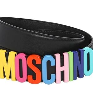 New Moschino Black Belt with Colorful Lettering
